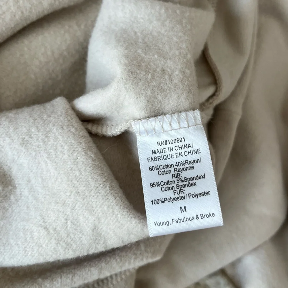 Young Fabulous & Broke Faux Fur Sleeve Sweatshirt - Picture 7 of 8